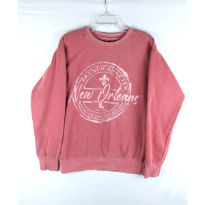 NEW ORLEANS French Quarter Pullover Sweatshirt Womens Medium Coral Classic Color